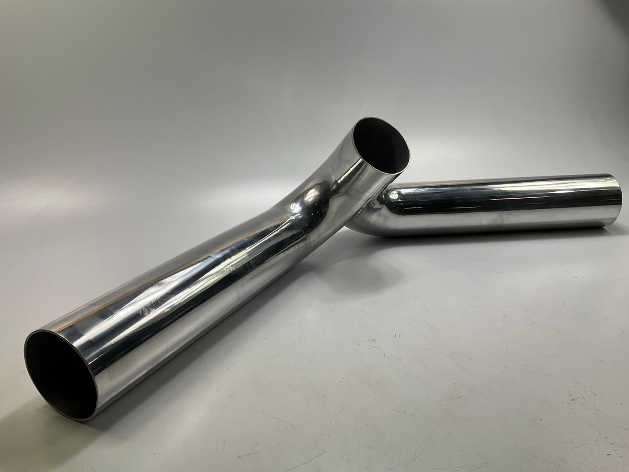 SCRATCHED 4'' Dual Inlet Cold Air Intake System Polished Aluminum Y-pipe 140 Deg