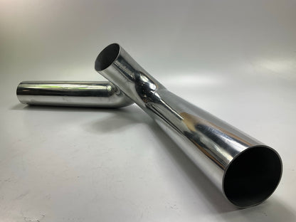 SCRATCHED 4'' Dual Inlet Cold Air Intake System Polished Aluminum Y-pipe 140 Deg