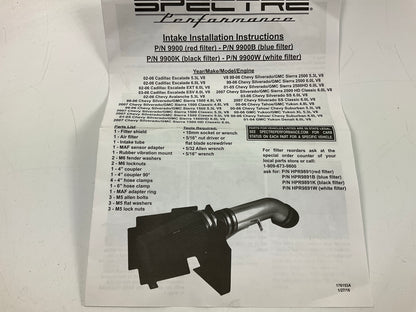 Missing The Air Filter, AS-IS - Spectre 9900 Performance Cold Air Intake System