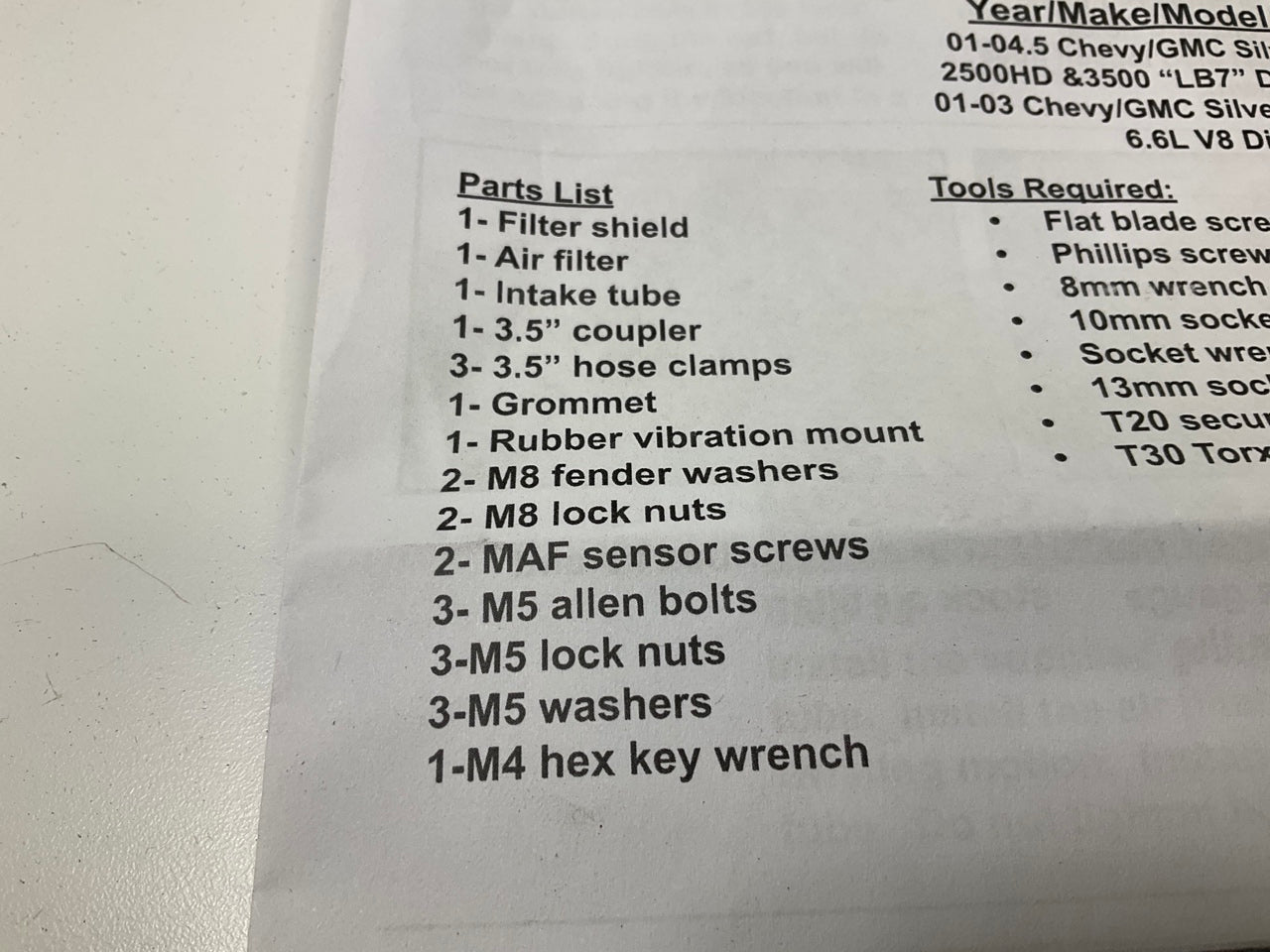 Spectre 9904K Performance Cold Air Filter Intake Kit 01-04 Chevy GMC 6.6L DIESEL