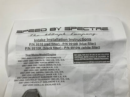 Spectre 9910 Cold Air Intake System (Red Filter) 2007-2008 Chevrolet GMC LS V8