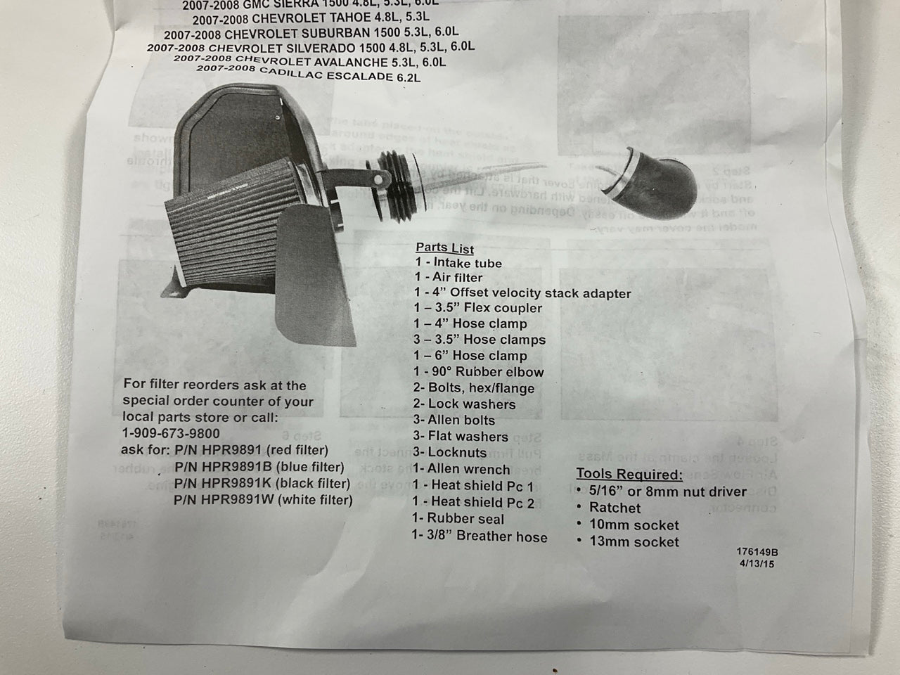 Spectre 9910 Cold Air Intake System (Red Filter) 2007-2008 Chevrolet GMC LS V8