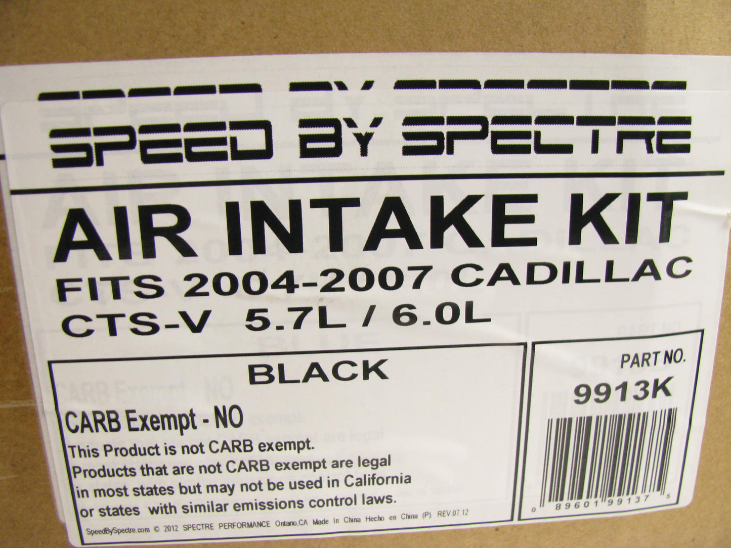 Spectre 9913K CAI Cold Air Intake System 06-07 Cadillac CTS-V 6.0L  Black Filter