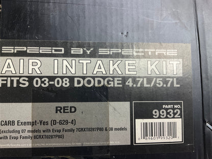 Spectre 9932 Cold Air Intake Kit For 2002-2008 Ram 1500 2500 Gas V8 Truck