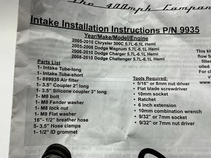 INCOMPLETE, Missing 1-1/2'' ID Grommet - Spectre 9935 Cold Air Intake System