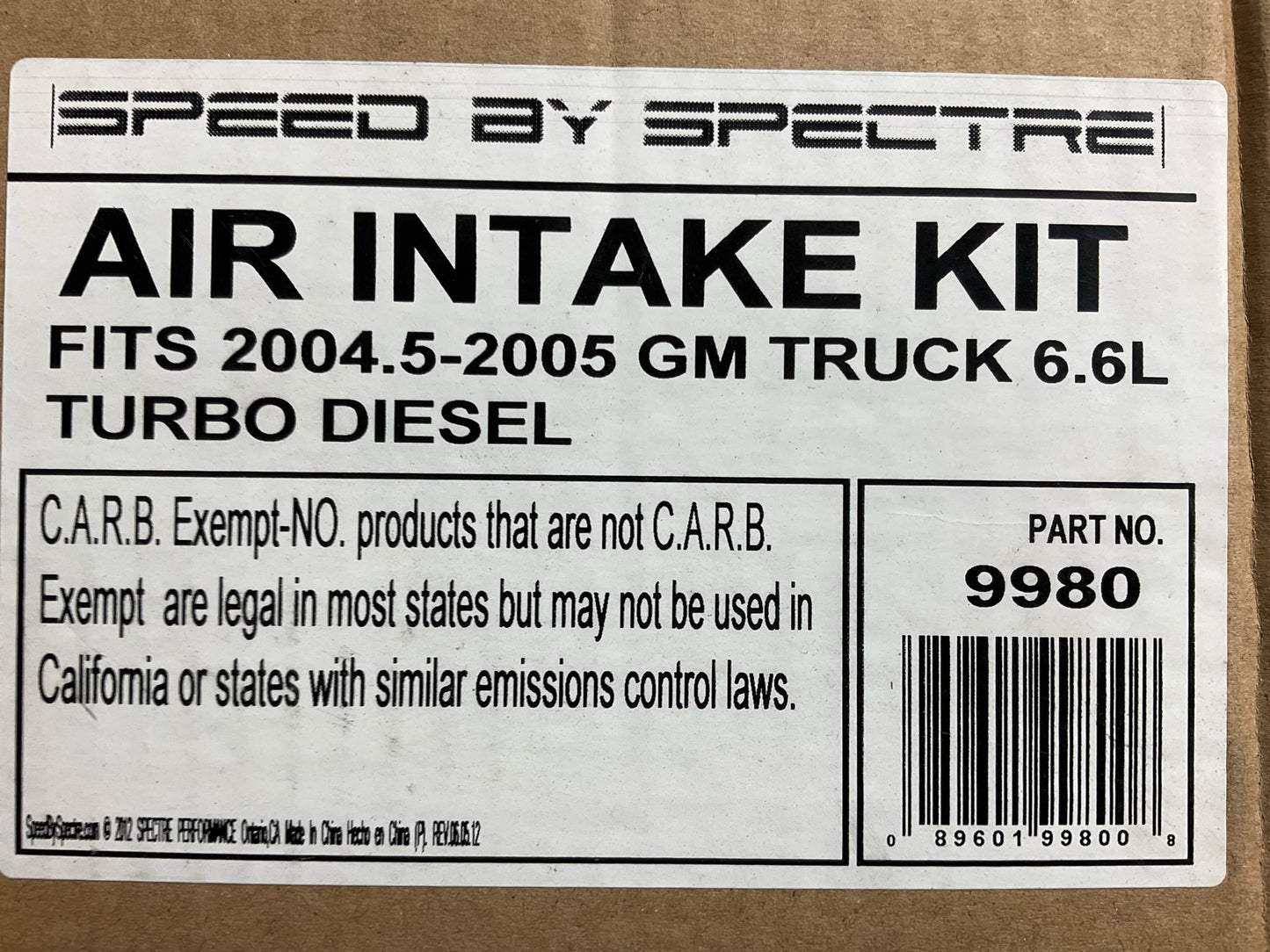 Spectre 9980 Cold Air Intake System - 2004 GMC Sierra 2500 HD Durmax Diesel 6.6L