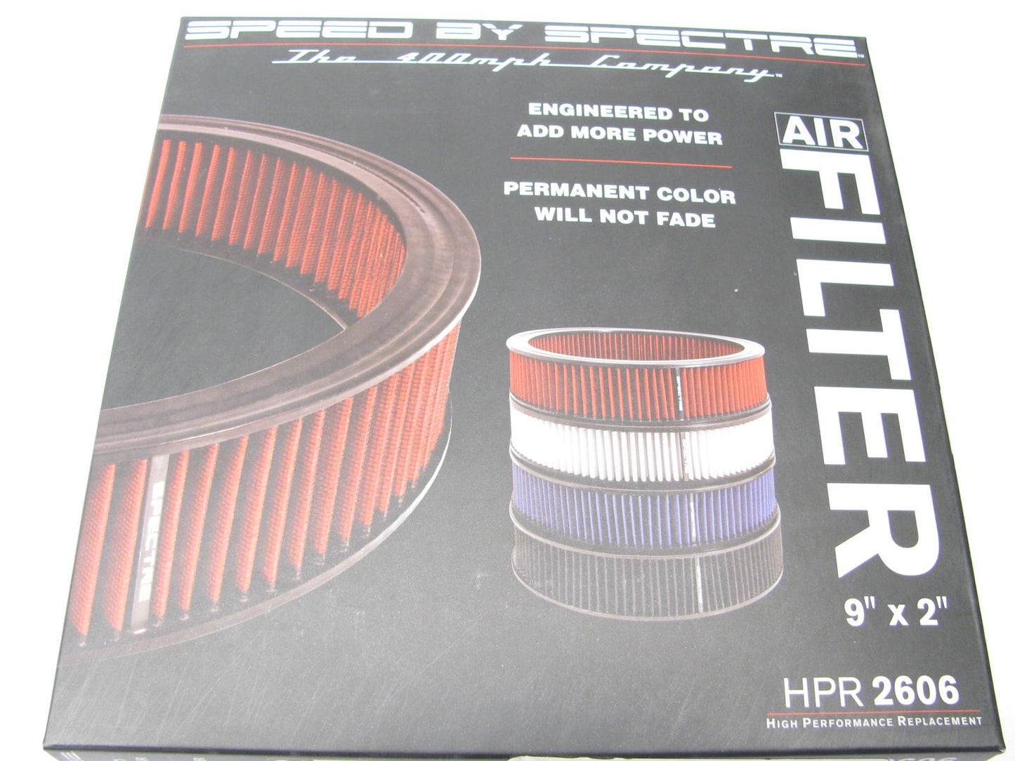 Spectre HPR2606 RED High Flow 9''x2'' Round Performance Air Filter (Washable)