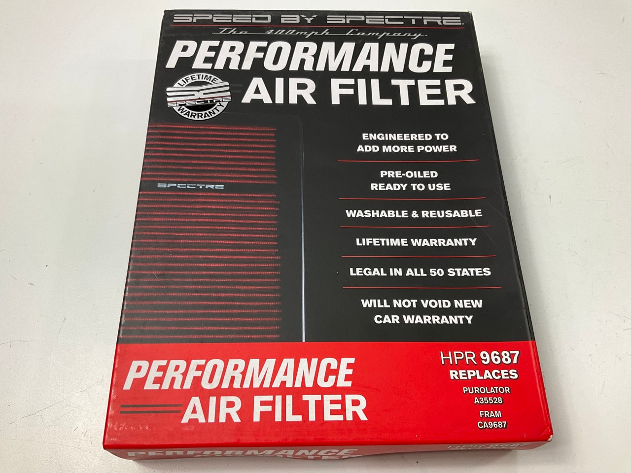 Spectre HPR9687 High Flow Performance Air Filter - Washable & Reusable