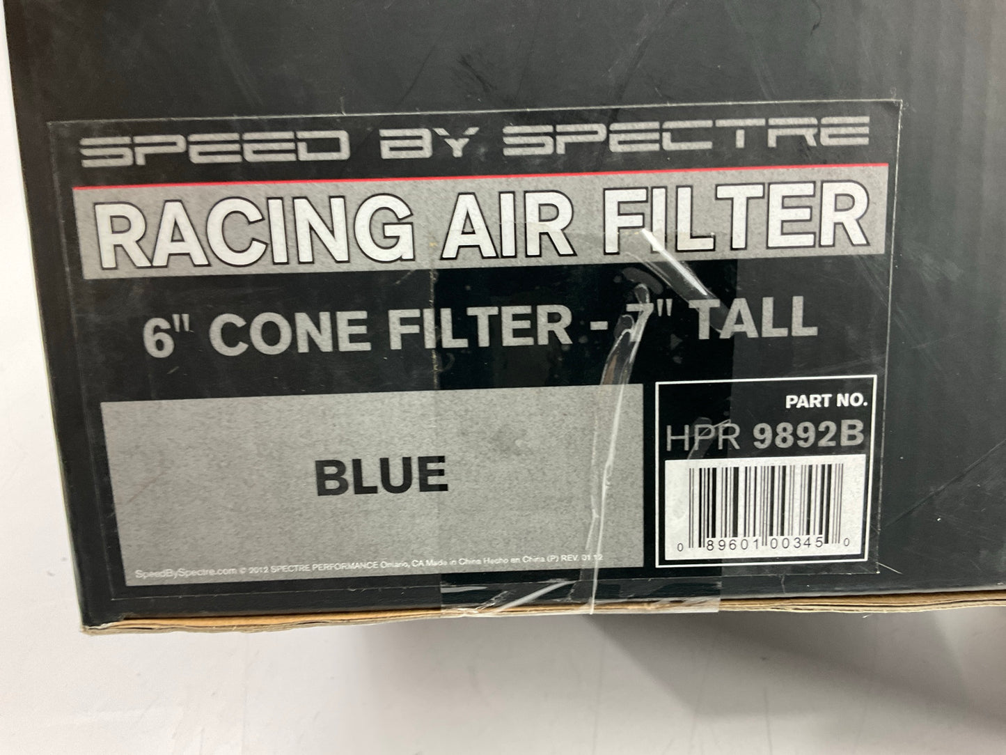 Spectre HPR9892B High Flow Performance Air Filter 6'' Inlet, 7'' Tall, BLUE