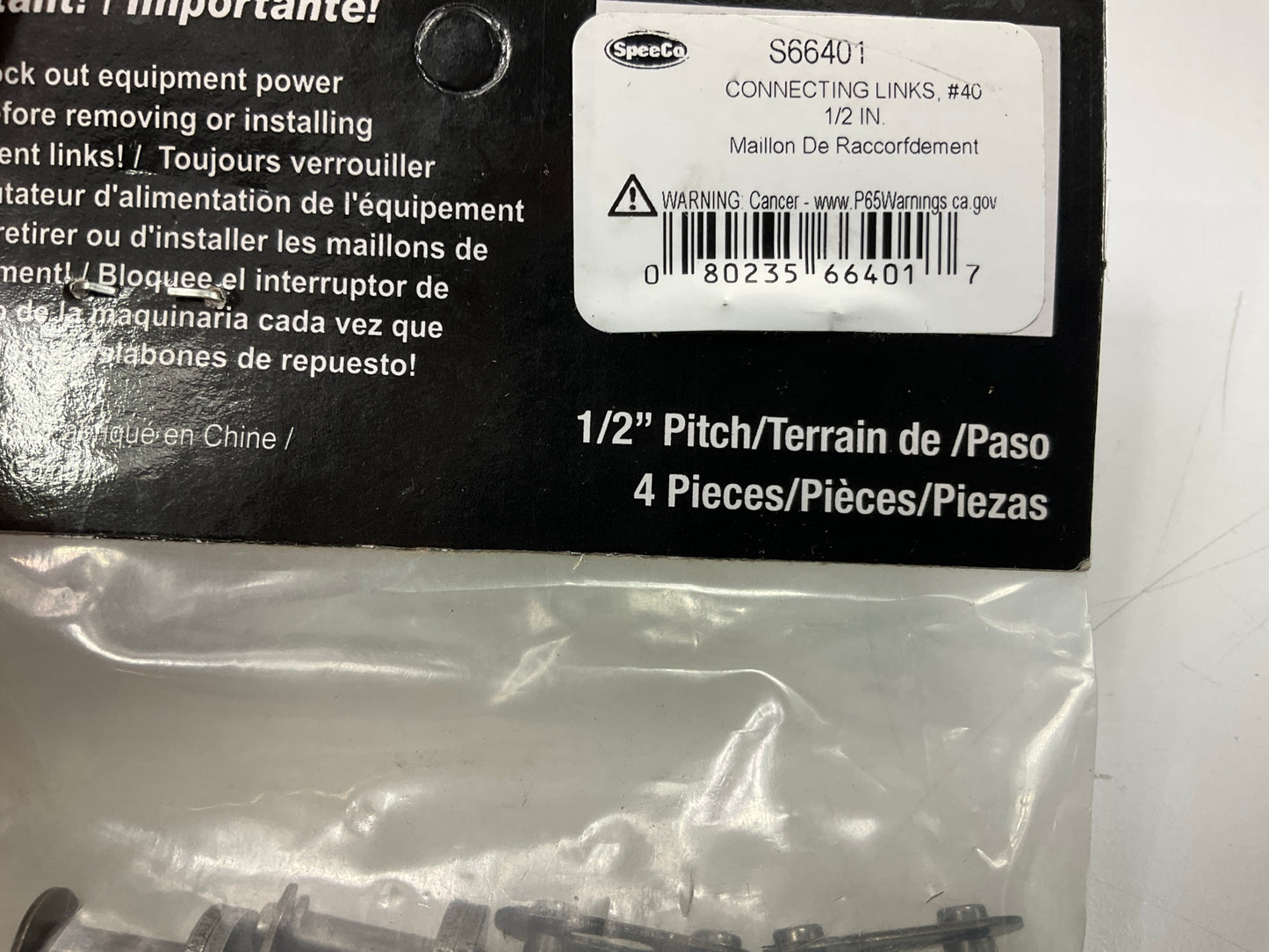 (10 Packs) SpeeCo S66401 Connecting Links 1/2'' Pitch #40 Chain