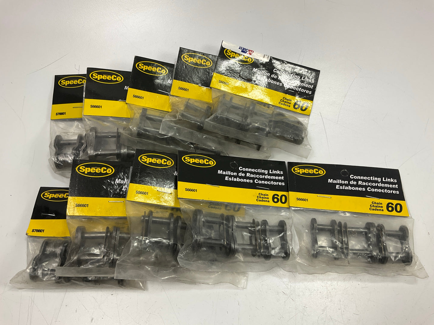 10 Pack SpeeCo S66601 Connecting Links 3/4'' Pitch #60 Chain, 3 Links Per Pack