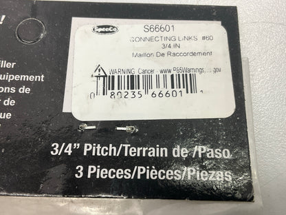 10 Pack SpeeCo S66601 Connecting Links 3/4'' Pitch #60 Chain, 3 Links Per Pack