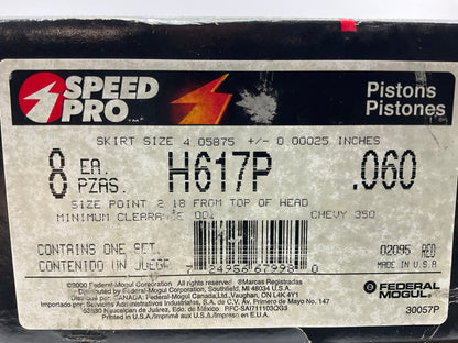 SPEED PRO .060'' Hypereutectic 11.8cc Dome Pistons Set SBC Chevy SB 350 12:1 CR