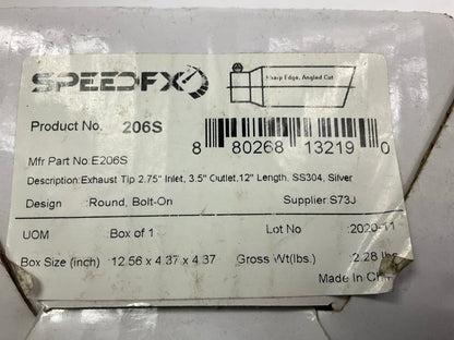 SpeedFX 206S Exhaust Tip 2.75'' Inlet 3.5'' Outlet Polished SS Angled Cut 12''