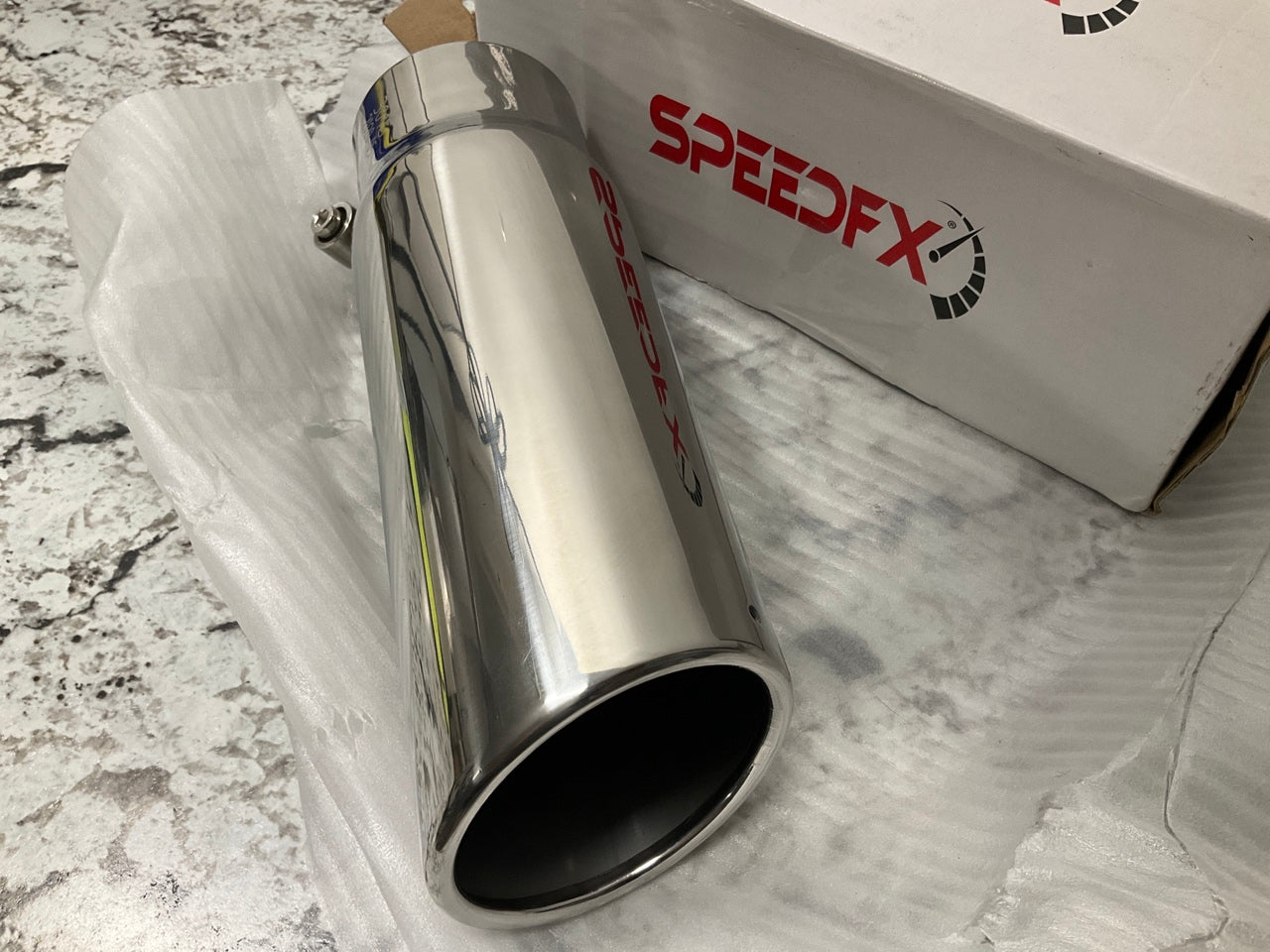 Speedfx 301S Stainless Steel Rolled Edge Angle Cut Exhaust Tip 3'' In, 3-1/2'' Out