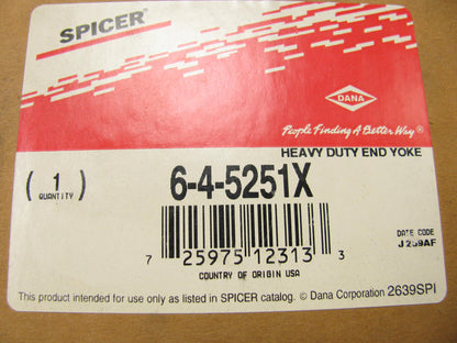 Spicer 6-4-5251X End Yoke Assembly 1710 Series 2.750''x10 Spline 3.500'' Hub Dia