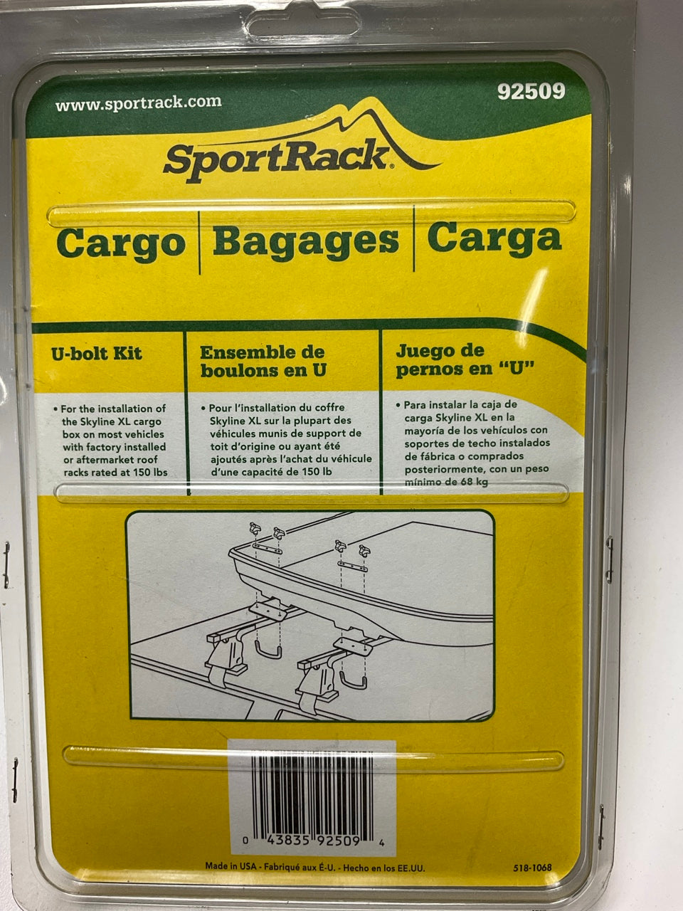 SportRack 92509 Cargo Carrier Roof Rack U-bolt Kit - Replaces Thule 92509