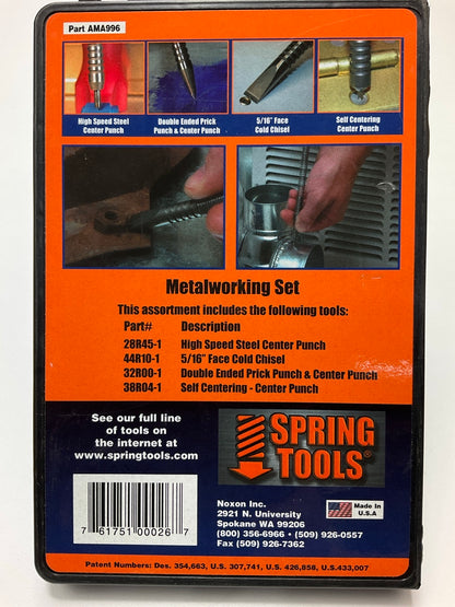 Spring Tools #AMA996 4-Piece 5/16'' Metalworking High Speed Center Punch Set