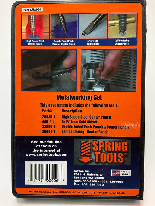 Spring Tools #AMA996 4-Piece 5/16'' Metalworking High Speed Center Punch Set