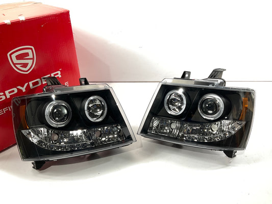 Spyder 5009647 Halo Projector Headlights Head Lamps PAIR 2007-14 Tahoe, Suburban