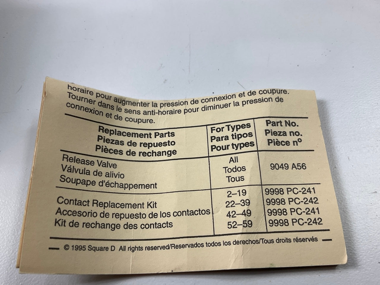 SQUARE D Pressure Switch 1/4'' FNPS/(1) Port, 95/125 Psi, 30 Psi, 40 To 150 Psi