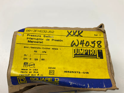 SQUARE D 9013FHG32J52 Pressure Switch Standard DPST 1/4 FNPS