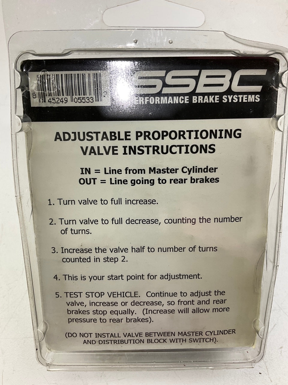 Ssbc A0707-1 Adjustable Brake Proportioning Valve