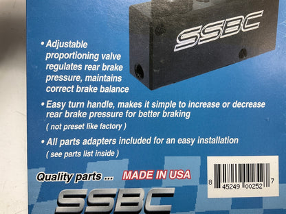 SSBC A0730 Adjustable Proportioning Valve Block Black For 3/16'' Brake Lines