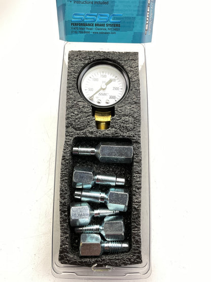 SSBC A1704  Brake Pressure Tester Gauge Kit; 0-3,000 PSI, With (6) Adapters