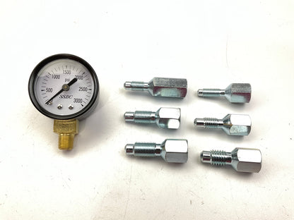 SSBC A1704  Brake Pressure Tester Gauge Kit; 0-3,000 PSI, With (6) Adapters