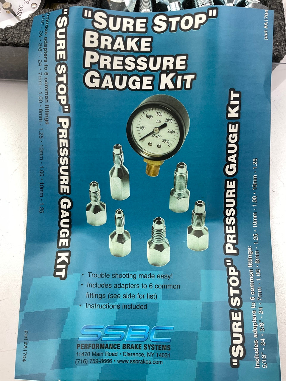 SSBC A1704  Brake Pressure Tester Gauge Kit; 0-3,000 PSI, With (6) Adapters