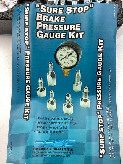 SSBC A1704  Brake Pressure Tester Gauge Kit; 0-3,000 PSI, With (6) Adapters