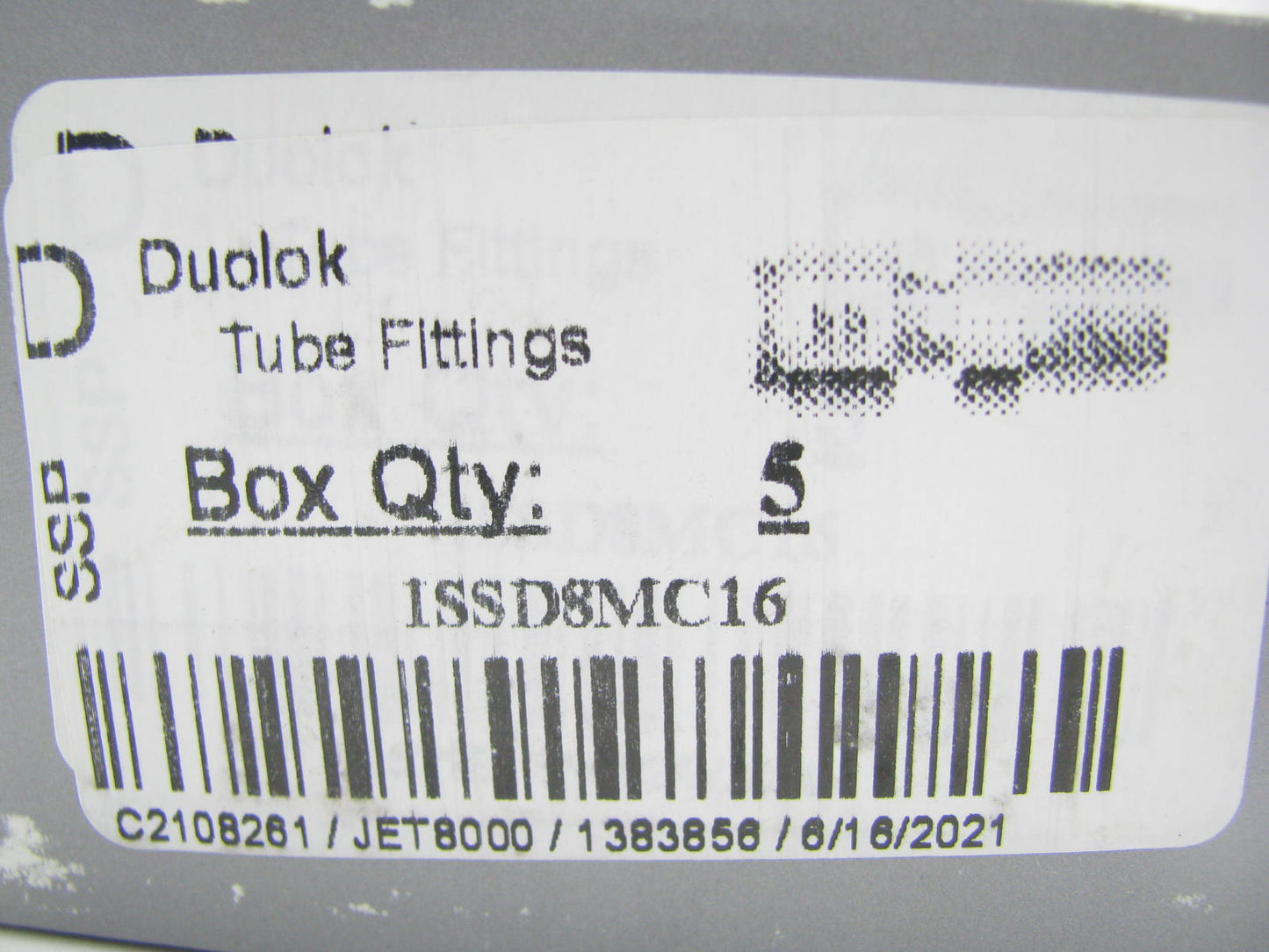 (5) Duolok Male Connector Fittings, 1/2'' Tube Fitting X 1'' MNPT, 316 SS