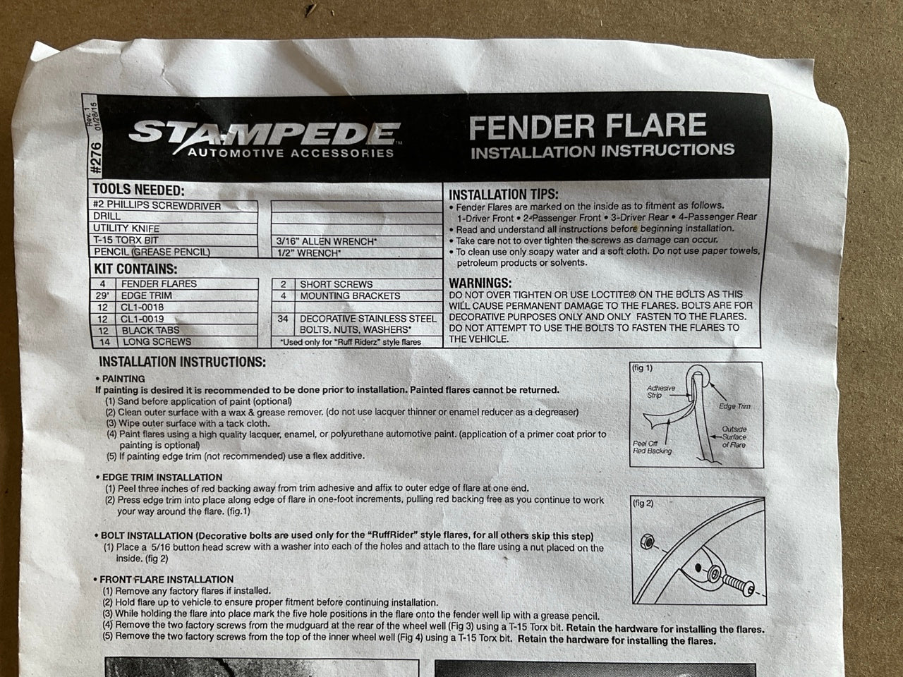 Stampede 8626-5 Original Riderz Fender Flares, Matte Black, Front & Rear
