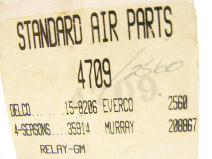 Standard Air Parts 4709 HVAC Blower Relay - 15-8206 2560 35914 208867