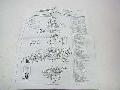 Standard Motor Products 1621 Carburetor Rebuild Kit 4-BBL 4MV M4MC M4ME M4MEA