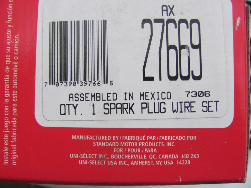 Standard 27669 Ignition Spark Plug Wire Set For 1999-04 Nissan Frontier 3.3L V6