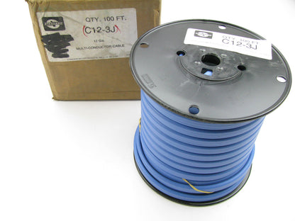 Standard C12-3J Automotive Flat Conductor Cable - 12 Gauge 3 Conductor 100' Long