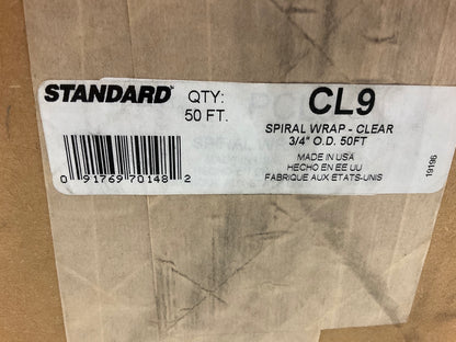 50 FEET Standard CL9 Spark Plug Wire Loom Spiral Protective Wrap, Clear, 3/4'' OD