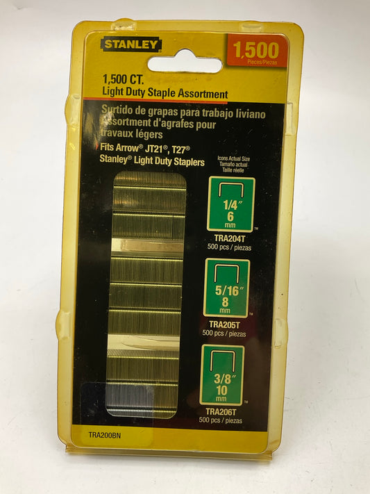 Stanley TRA200BN Light-Duty Staple Assortment - 1,500 Ct - For Arrow JT21, T27