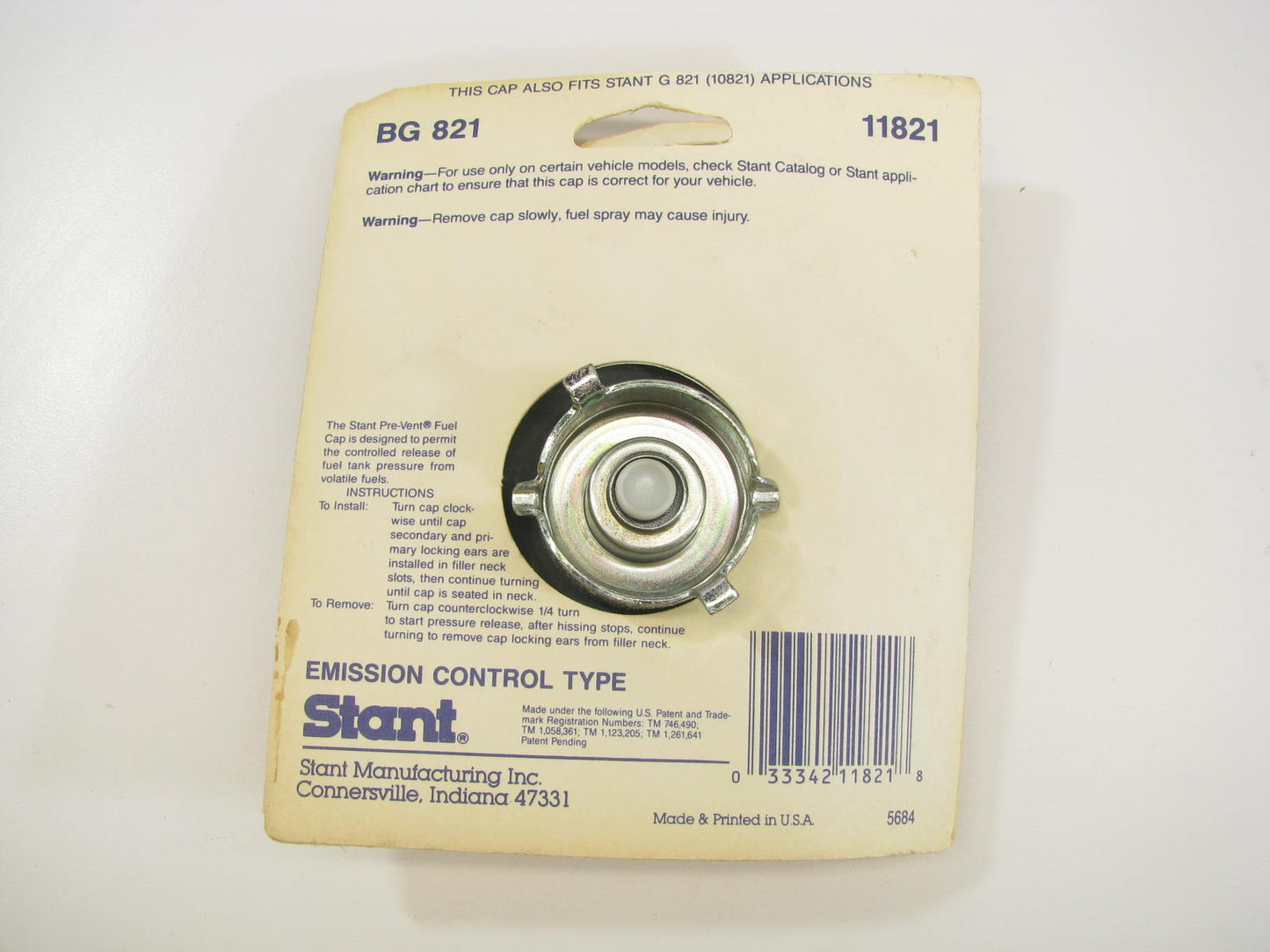 Stant 11821 Fuel Tank Filler Gas Cap - Pre-Release Non-Locking