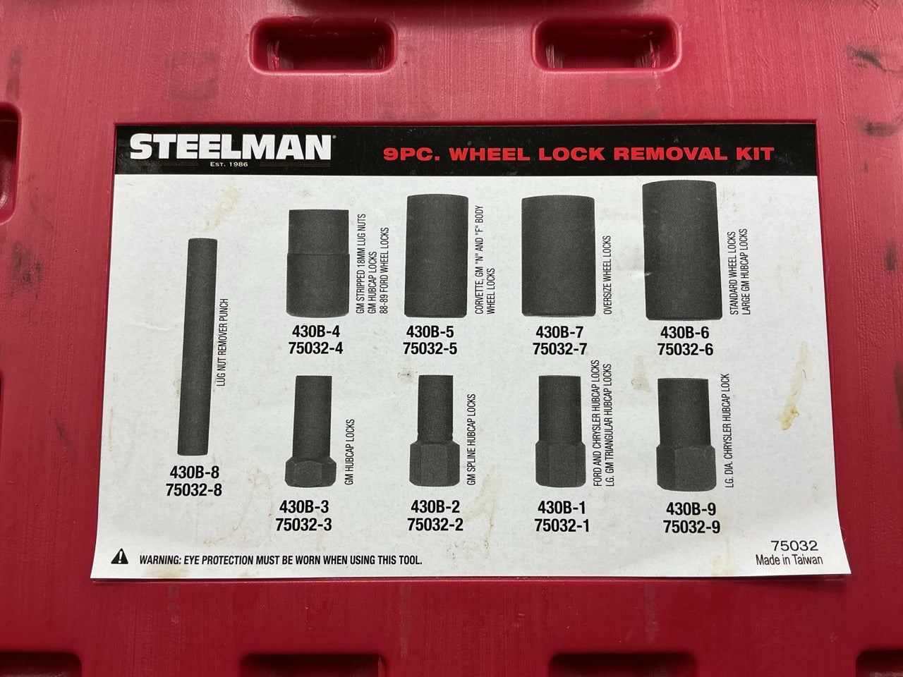 Steelman 75032 9-Piece Hubcap And Wheel Lock Removal Socket Tool Kit