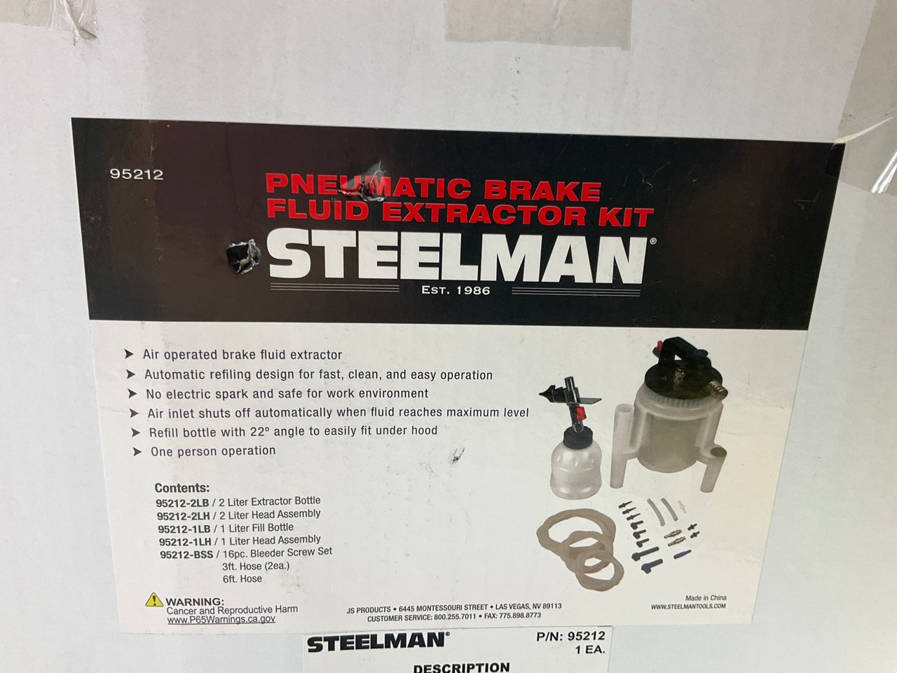 MISSING Fitting & A Hose - Steelman Pneumatic Brake Fluid Bleeder Extractor Kit