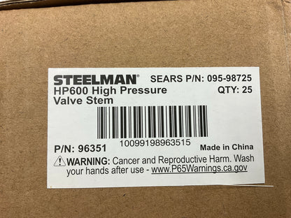 (25) Steelman 96351 High-Pressure Valve Stems, Pull-Through 0.453-inch Hole