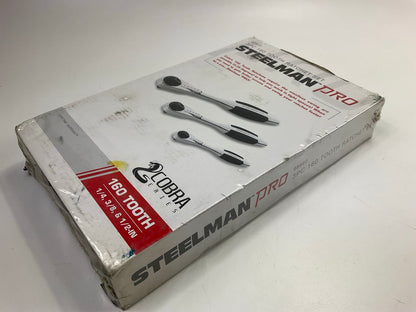 Steelman 98860 Pro 3 Piece 160 Tooth Cobra Ratchet Set (1/4'', 3/8'', 1/2'')