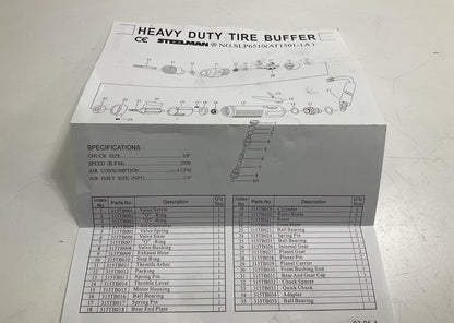 Steelman SLP6510 Heavy Duty Low Speed Tire Buffer With Quick Change Chuck