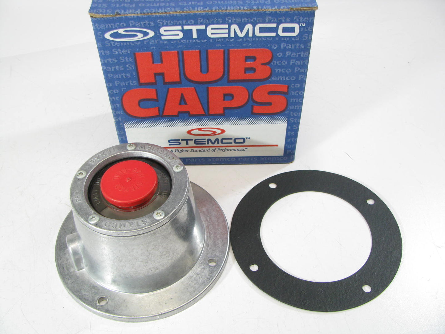Stemco 340-4028 Trailer Oil Hub Cap - 5.94'' OD 4.09'' ID 5'' Bolt Circle X 4 Hole