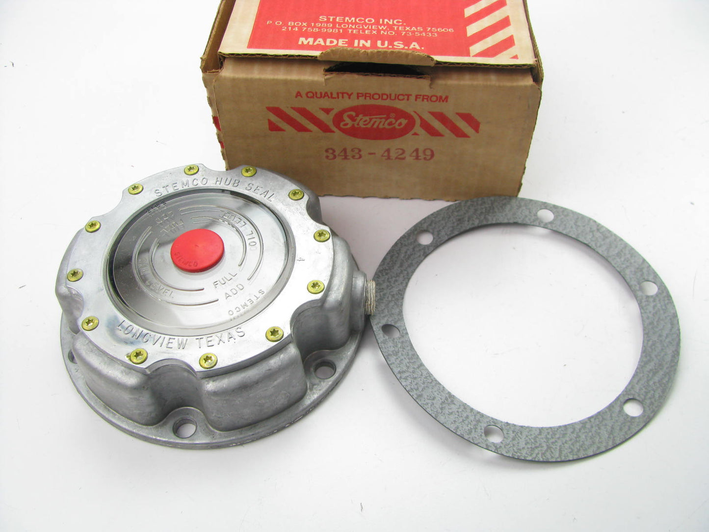 Stemco 343-4249 Wheel Oil Hub Cap - 6-3/16'' OD X 5-1/2'' Bolt Circle X 6 Bolts