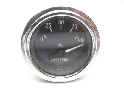 Stewart Warner Deluxe  Oil Pressure Gauge (electrical), Scale: 0-100 PSI,