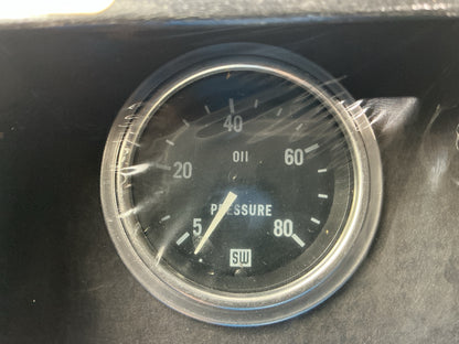 Stewart Warner 82322 2-1/16'' Black Face 0-80 PSI Oil Pressure Gauge